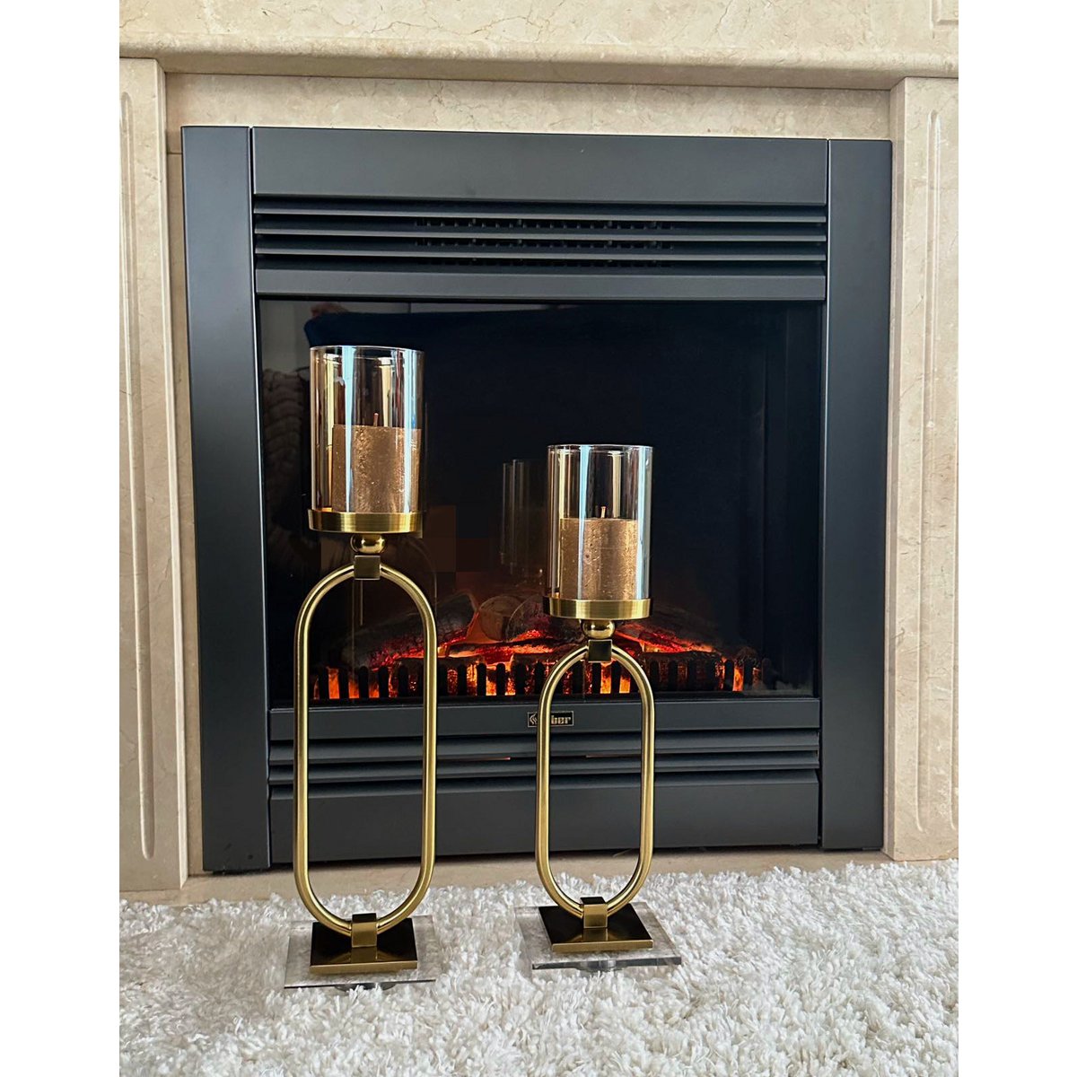 KANDELAAR | GLAS | GOUD | Groot L
