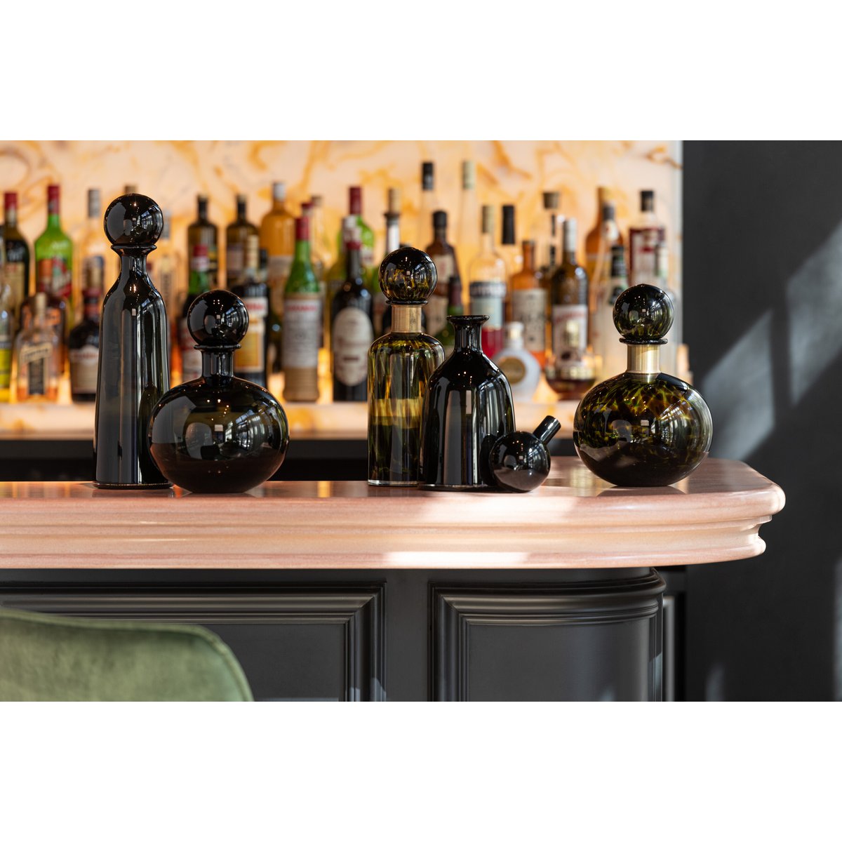 J-Line Fles+Stop Stip Decoratief Laag Glas Zwart Small