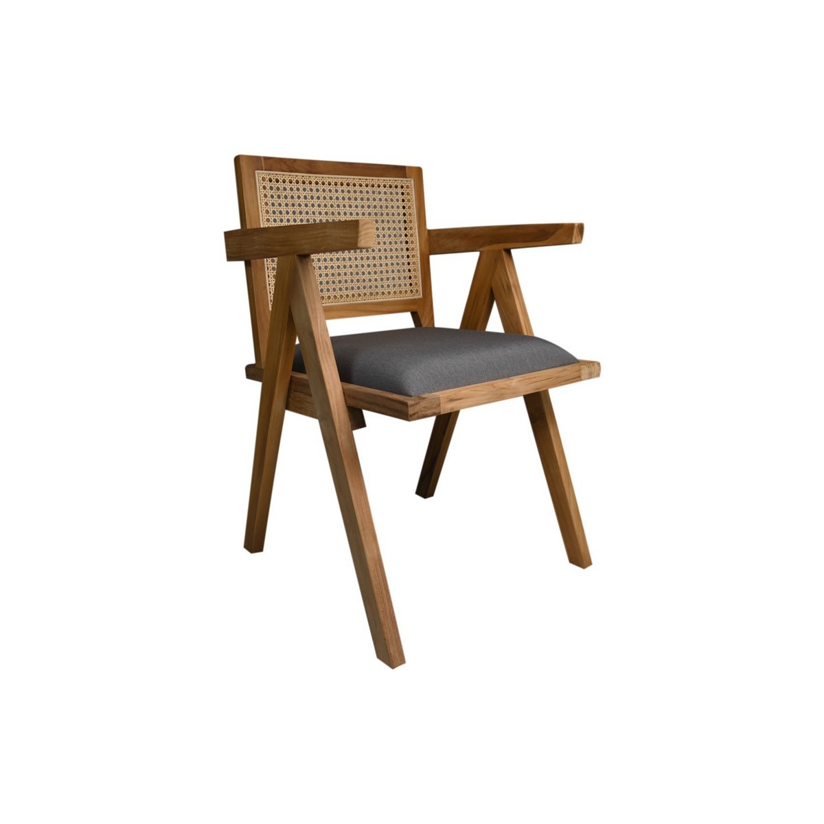 HSM Collection-Eetkamerstoel Phi-52x54x83-Naturel/Donker Grijs-Teak/Stof