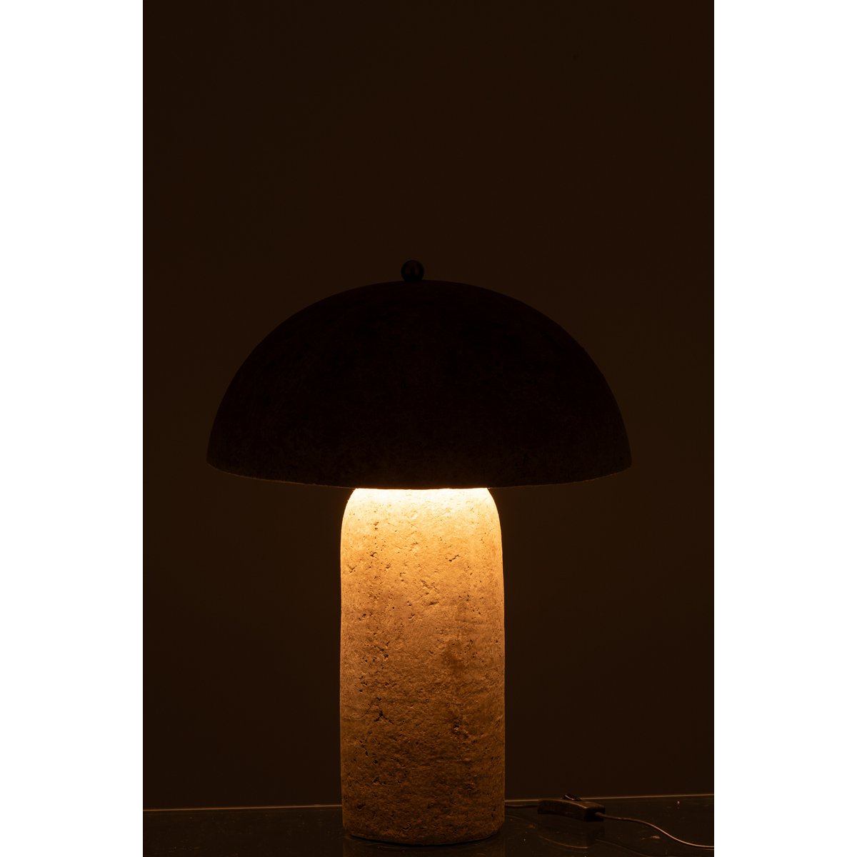 J-Line Tafellamp Paddenstoel Papier Mache Beige