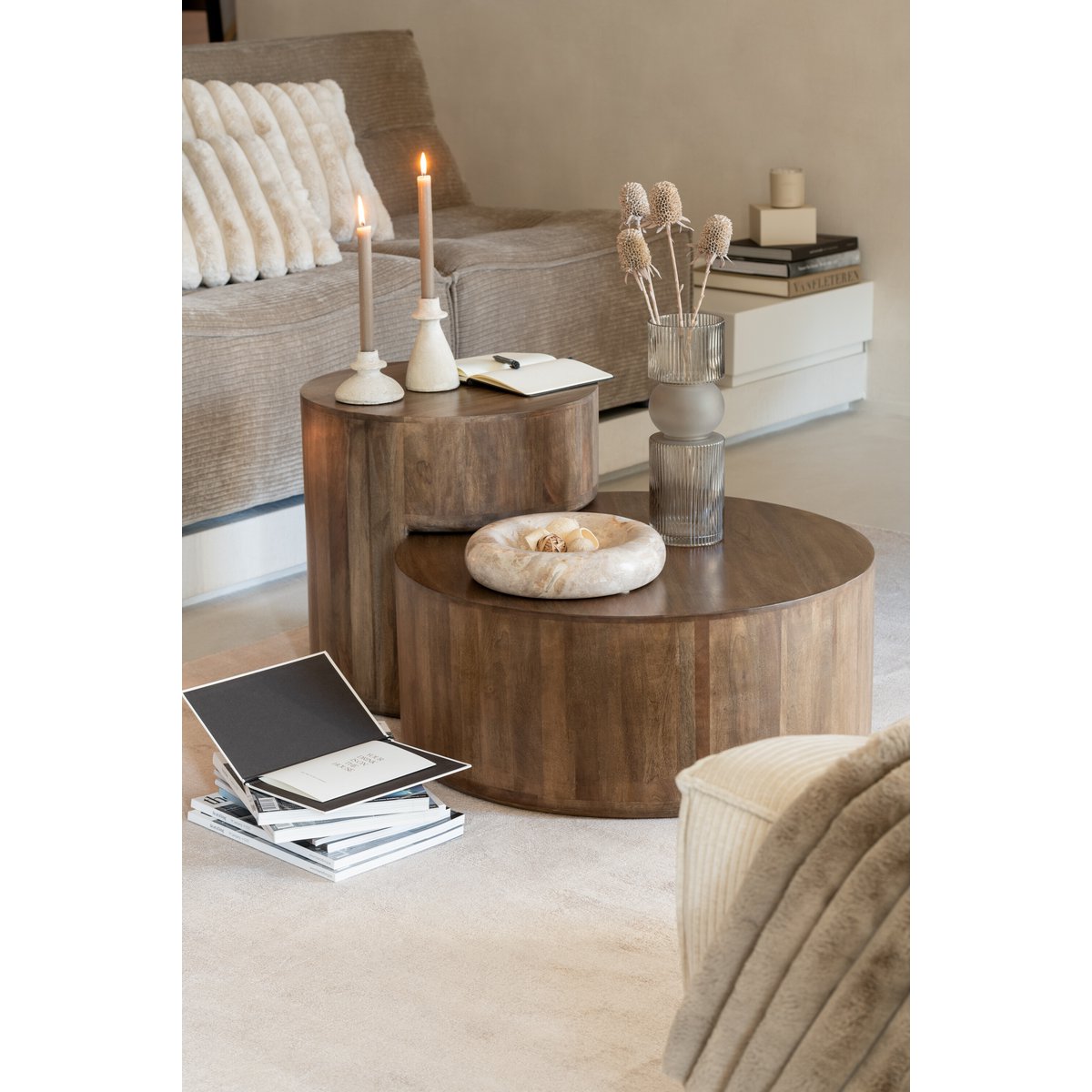 J-Line Set Van 3 Kandelaars Agora Terra Beige