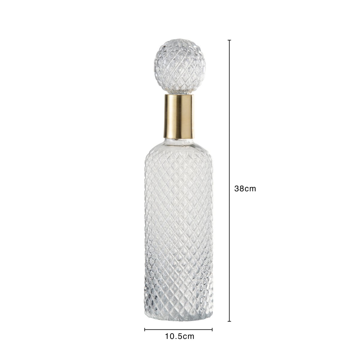 J-Line decoratie fles + stop Relief - glas - transparant - large