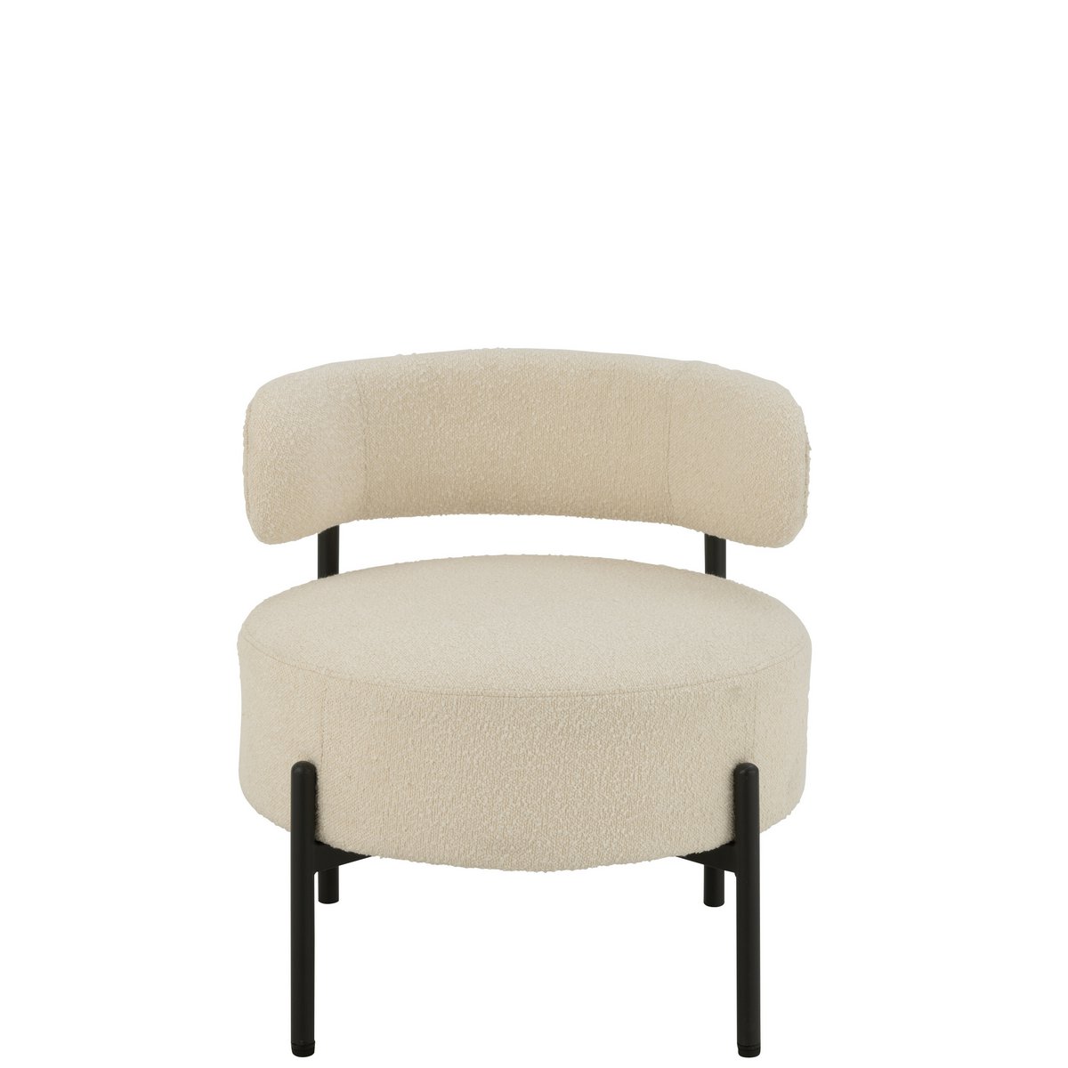 J-Line Loungestoel Boucle Multiplex/Polyester Wit/Zwart