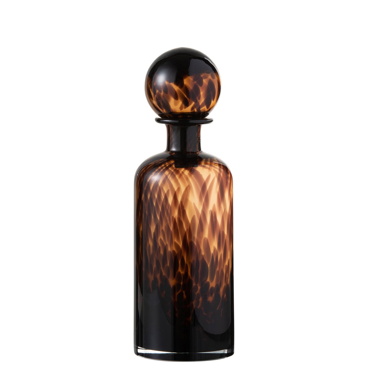 J-Line Fles+Stop Spikkel Decoratief Glas Bruin/Zwart Medium