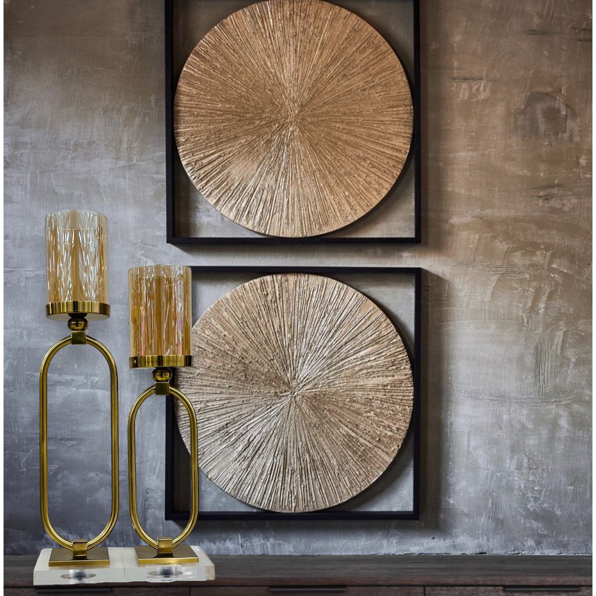 KANDELAAR | GLAS | GOUD | Groot L