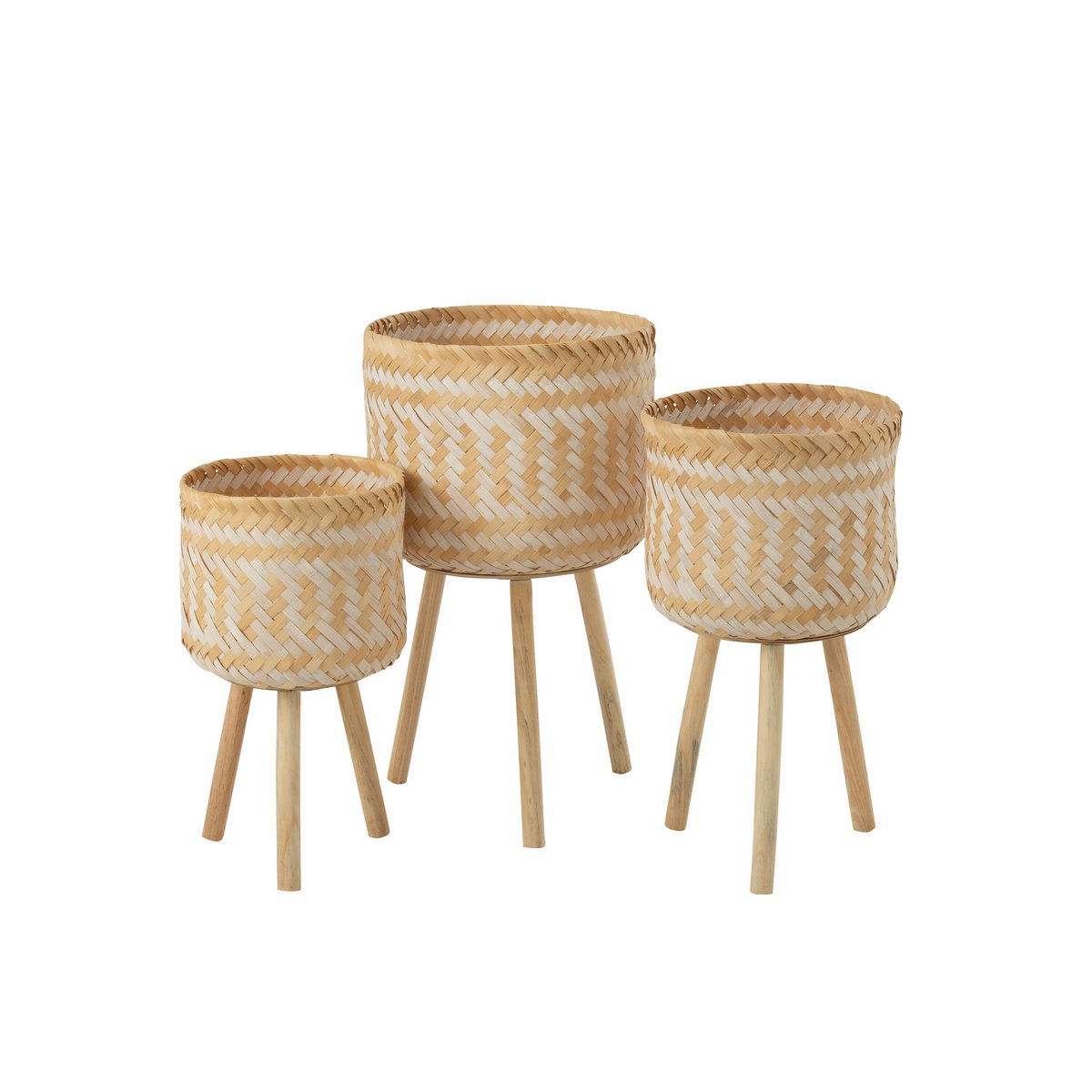 J-Line Set Van 3 Mand Patronen 3 Poten Bamboe Naturel/Wit