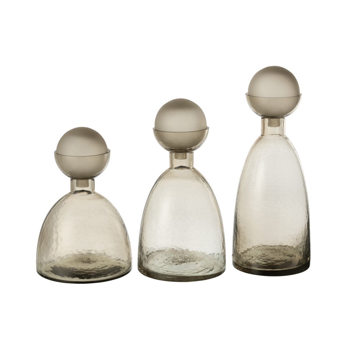 J-Line Vaas Fles+Dop Yara Glas Greige Large