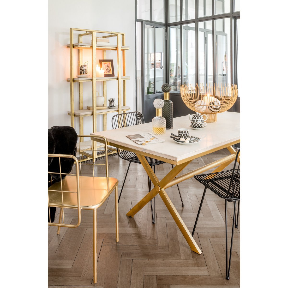 J-Line Fles+Stop Deco Relief Glas Transparant Small
