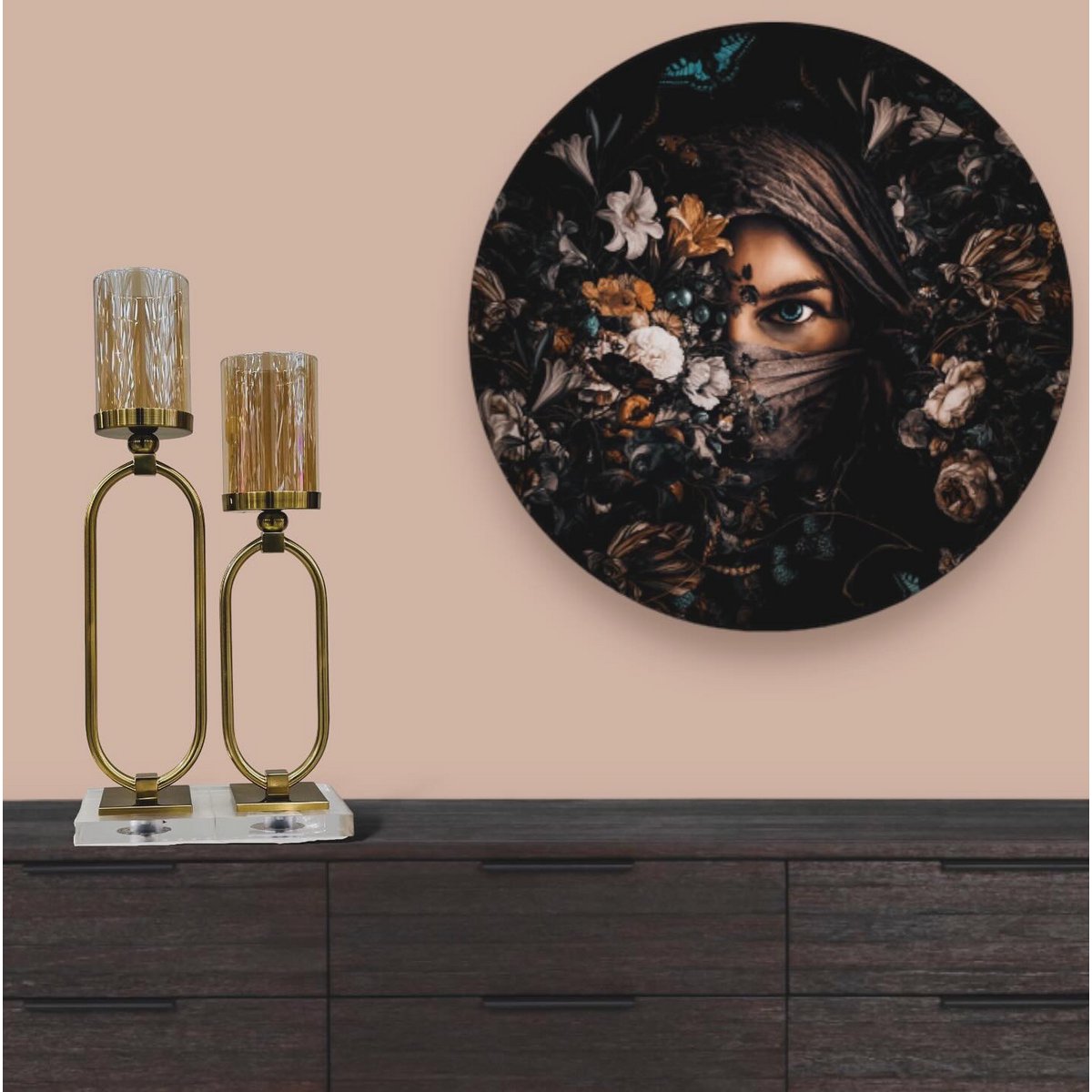 KANDELAAR | GLAS | GOUD | Groot L