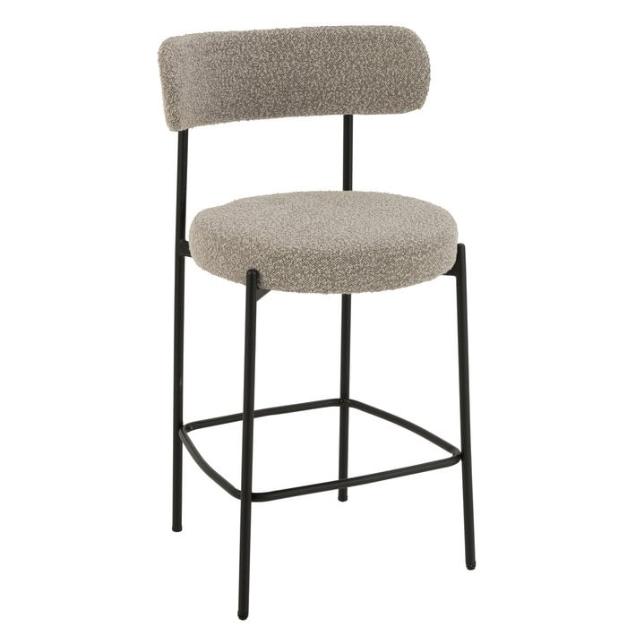 J-Line barstoel Bouclé - multiplex/polyester - grijs/zwart