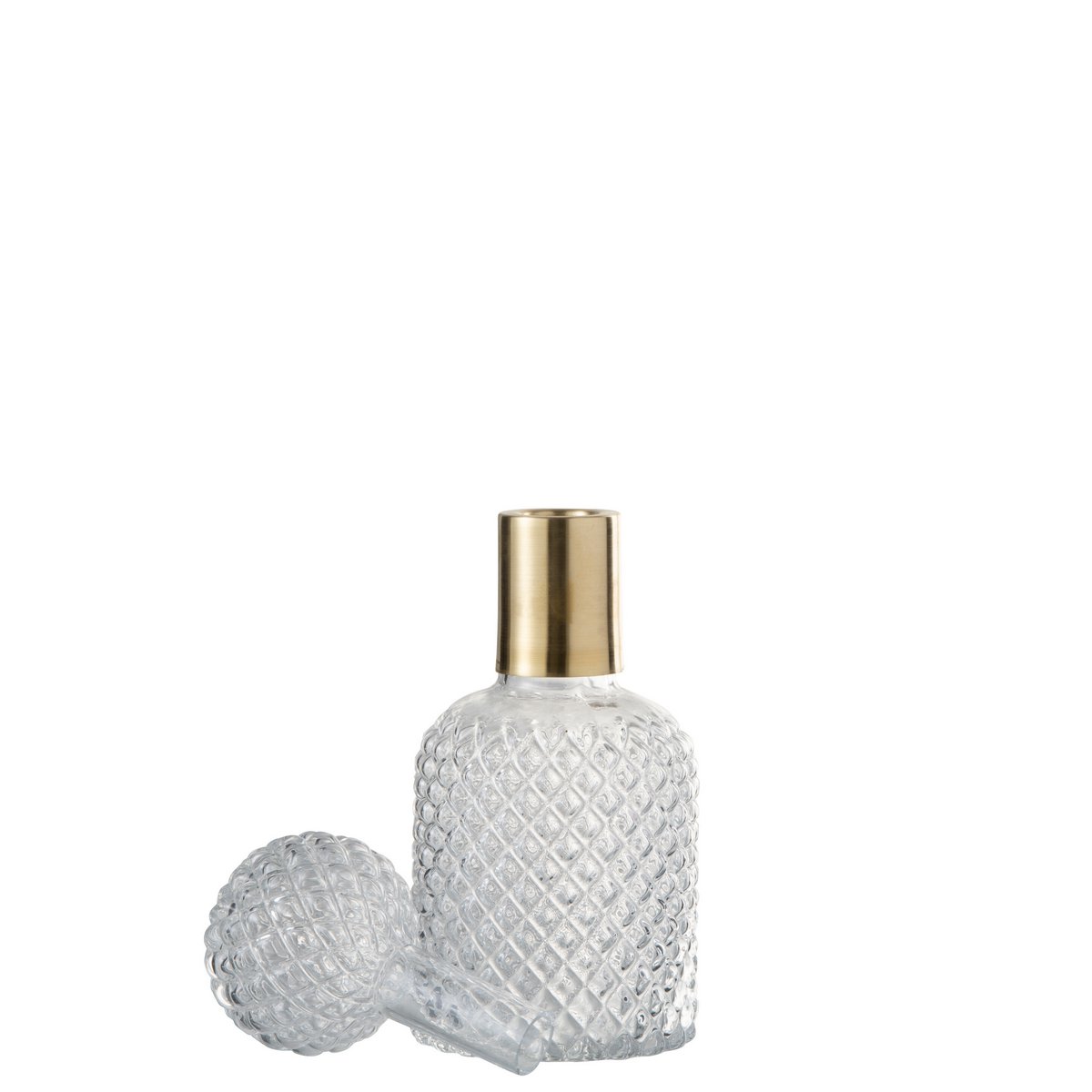 J-Line Fles+Stop Deco Relief Glas Transparant Small