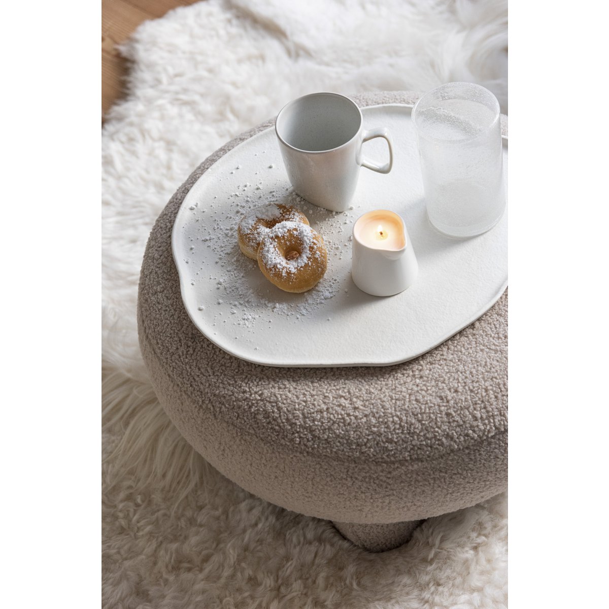 J-Line Rond plateau - dienblad - metaal - wit - M