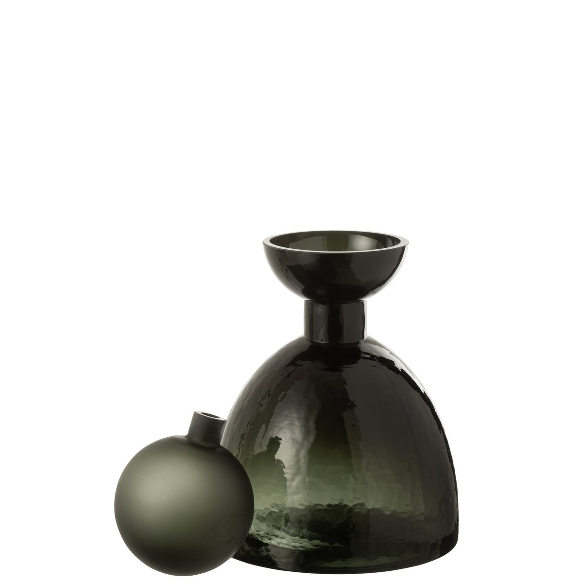 J-Line Vaas Fles+Dop Adria Glas Donkergroen Small
