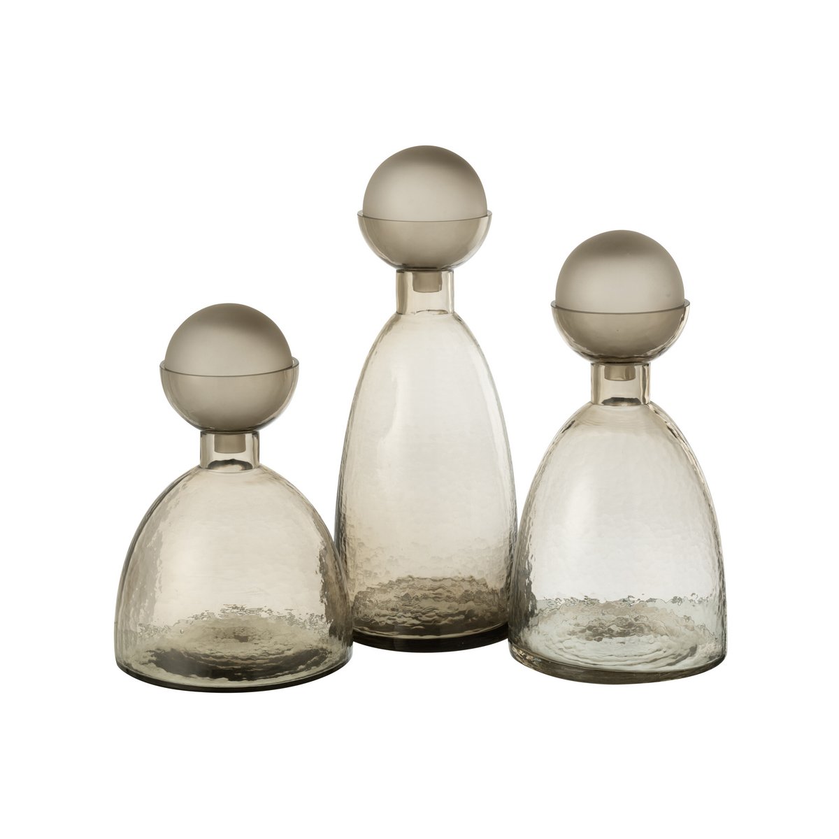 J-Line Vaas Fles+Dop Yara Glas Greige Large