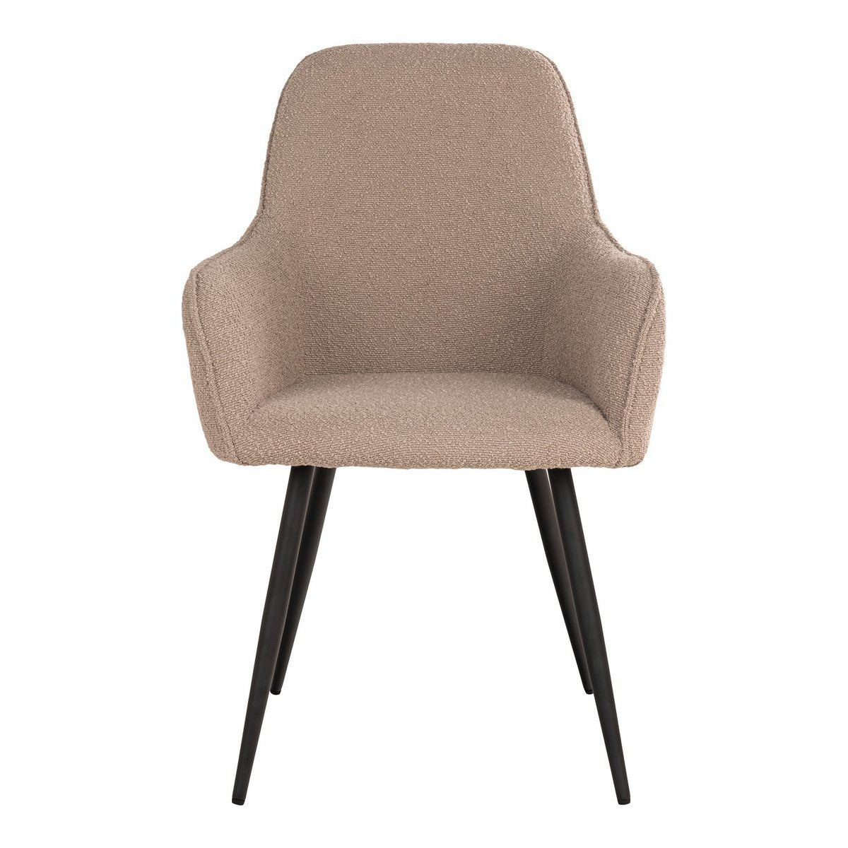 Harbo Dining Chair - Eetkamerstoel in bouclé, beige met zwarte poten, HN1233 - Set van 2
